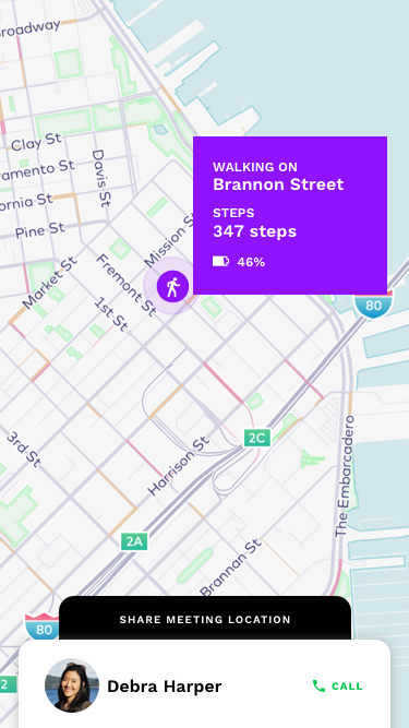 Live location tracking along with details of her current activity